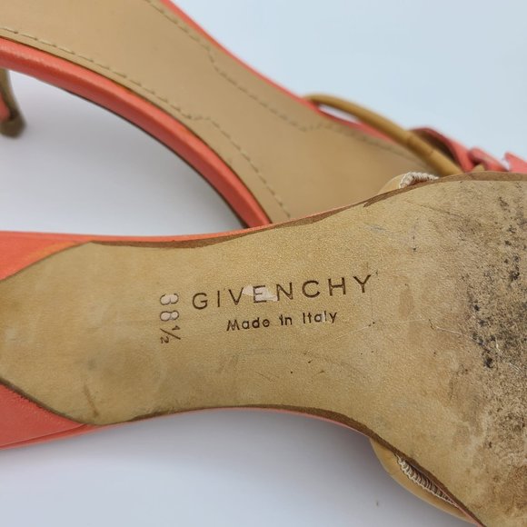 Givenchy Orange Strappy Ribbon Kitten  Heel Sandals - Picture 4 of 10